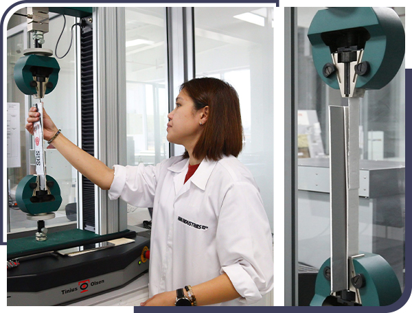 Tinius Olsen 25ST Universal Testing Machine conducting a 180 degree peel strength test