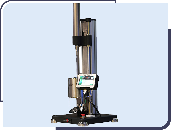Tinius Olsen closed-loop MP1500 Loadcell Melt Flow Indexer that applies load a motor and ball screw system with a proportional integral derivative control feedback